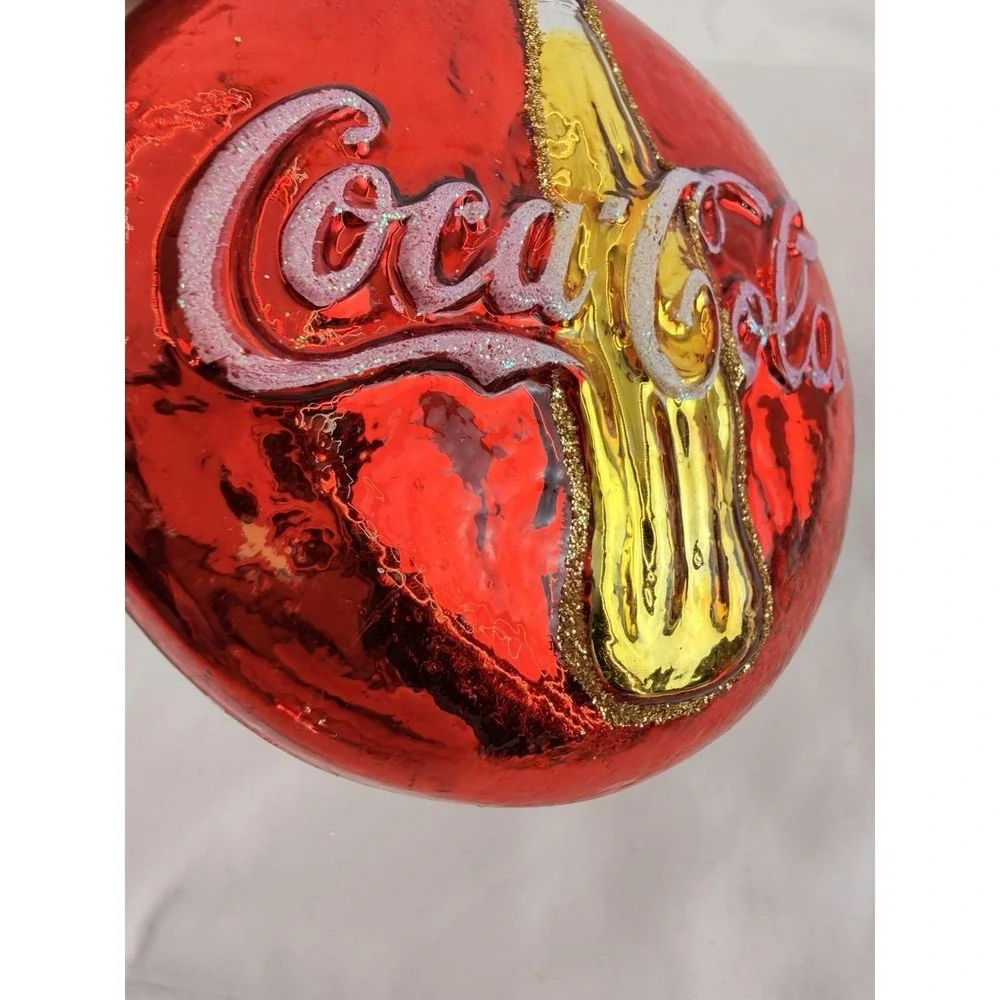 Polonaise Coca Cola Coke Bottle Blown Glass Christmas‎ Ornament Kurt Adler Red
